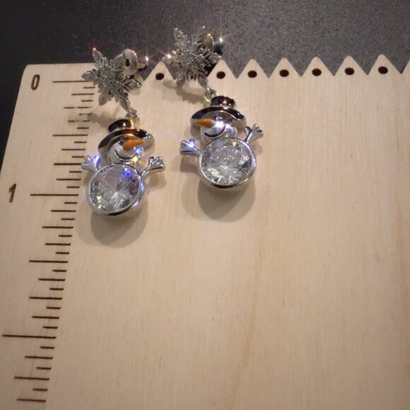 Snowman and Snowflake Drop Earrings - Picture 2 of 7